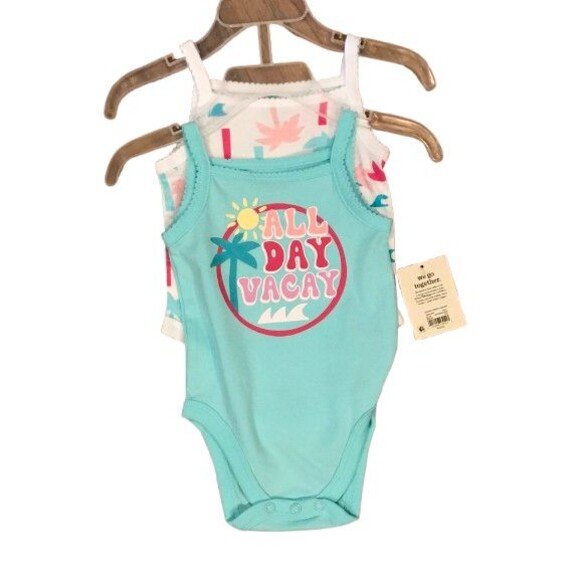2 pack Baby Girl's 0-3 Months One-piece Bodysuit Garanimals NEW Cotton Summer - Picture 1 of 2
